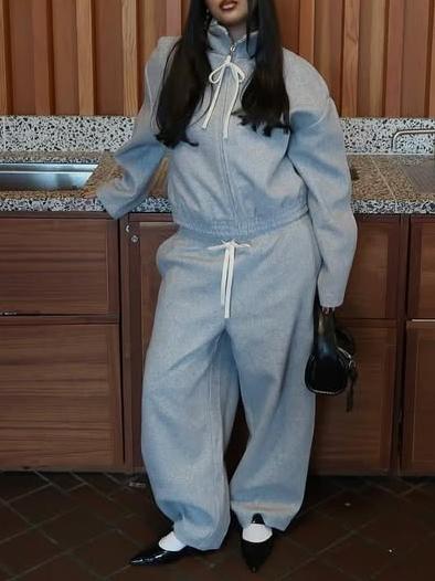 Cozy Grey Half Zip Fleece Sweat Set