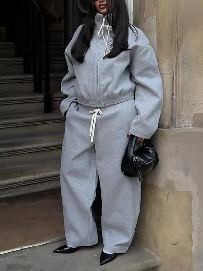 Cozy Grey Half Zip Fleece Sweat Set