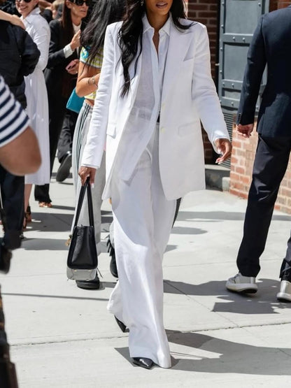 White Single-Breasted Blazer