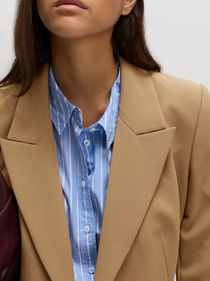 Twill Tailored Cinched Waist Blazer