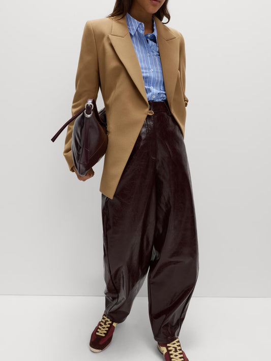 Twill Tailored Cinched Waist Blazer