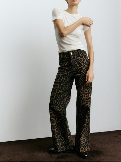 Leopard Wide High Jeans