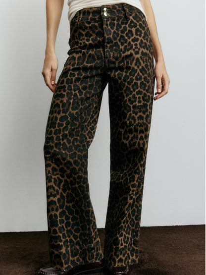 Leopard Wide High Jeans