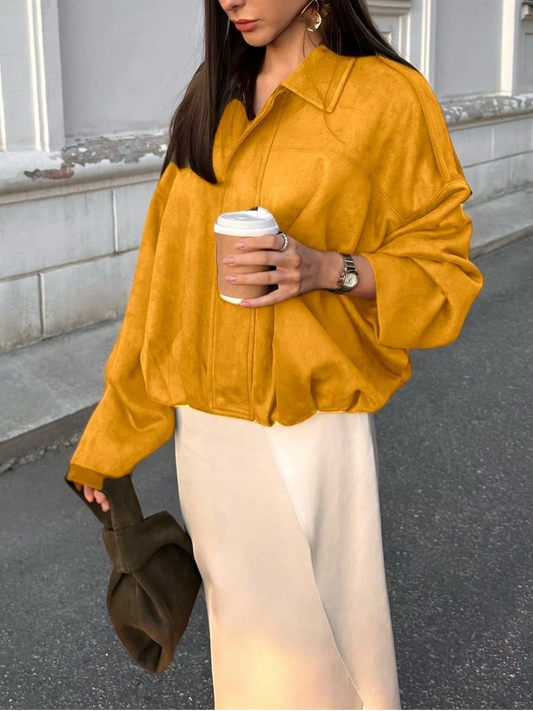 Street Fashion Turndown Collar Vintage Long Sleeve Zipper Jacket