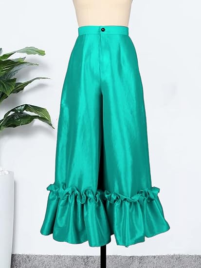 Shiny High Waist Flare Pants Wide Leg Bell Bottoms Trousers