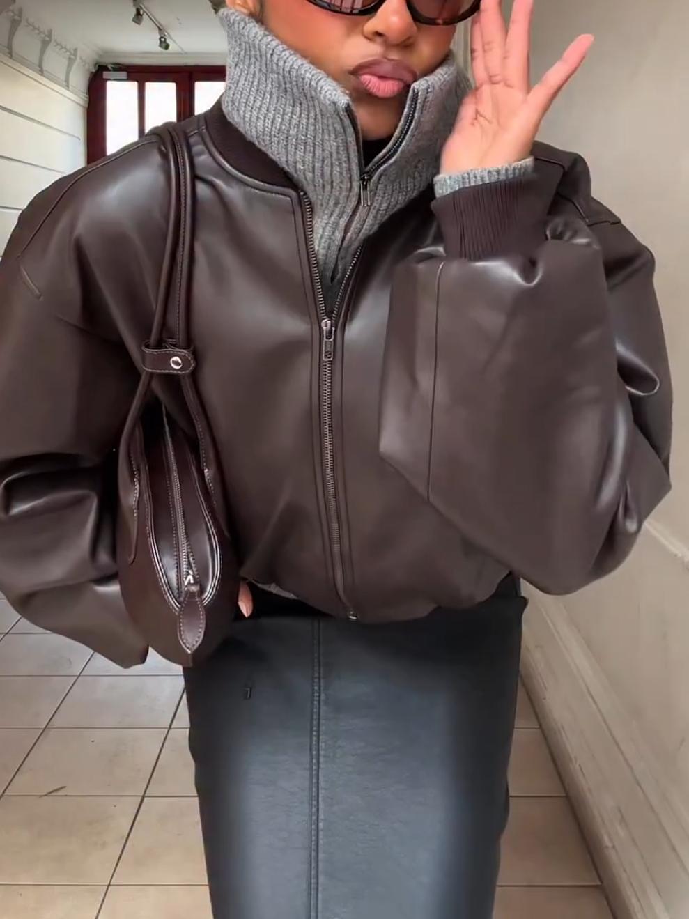 Faux Leather Zip Jacket