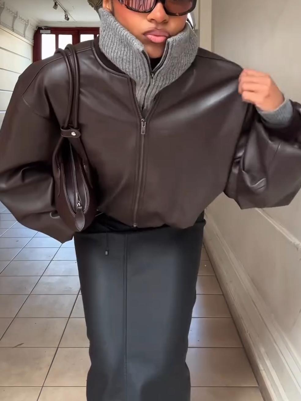 Faux Leather Zip Jacket