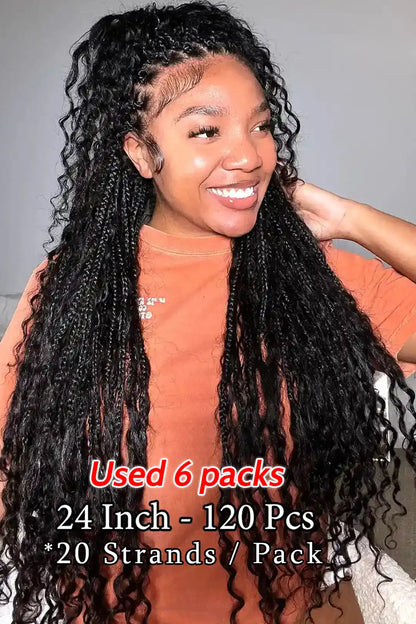 Boho Crochet Box Braids, Pre-Looped Deep Wave 20 Strands