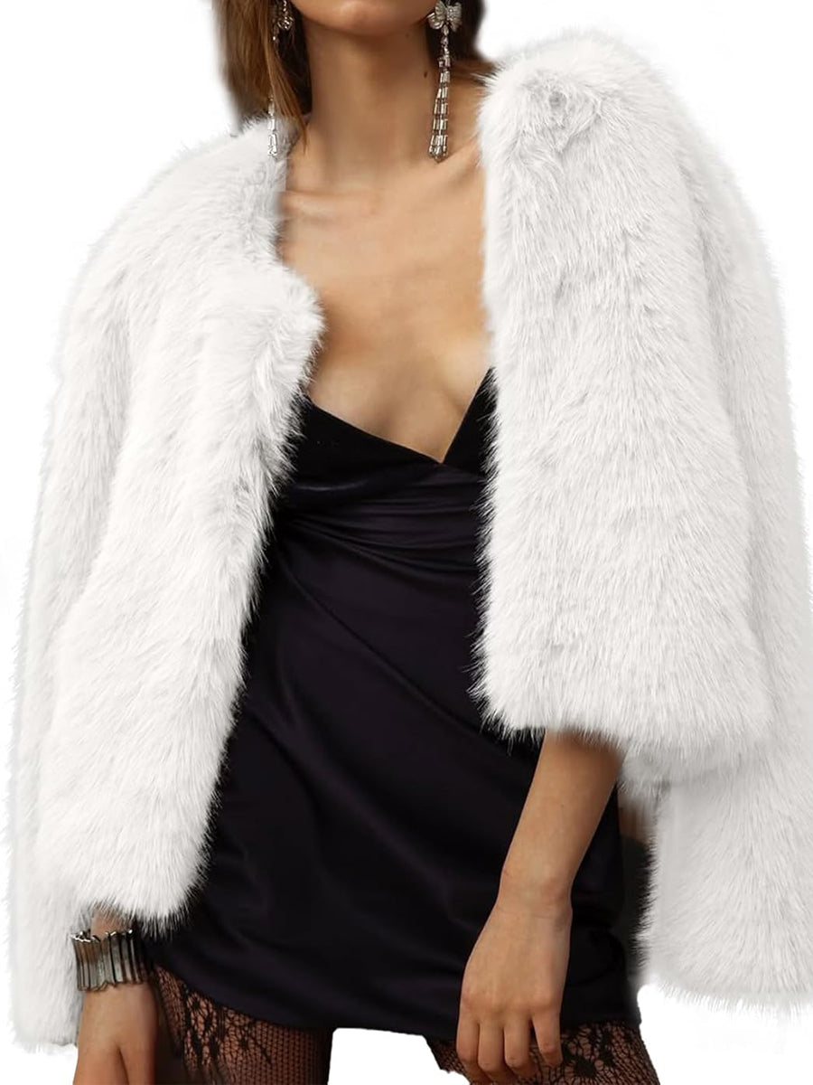 Solid Loose Faux Fur Coat