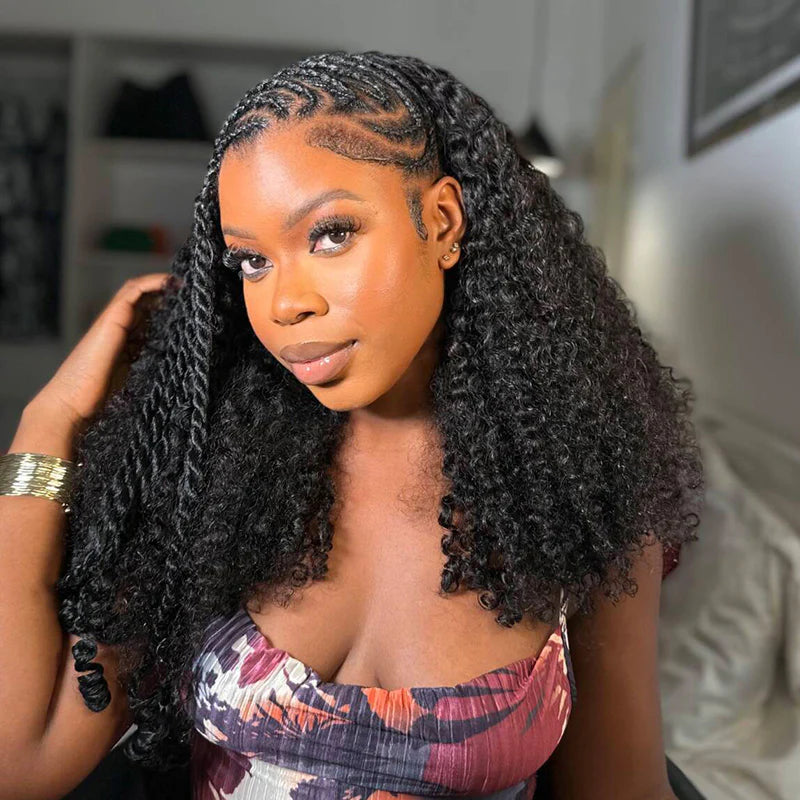 [HALF WIG] Coily Curly Half Wig Seamless Kinky Curly Flip Over Wig Beginner Friendly