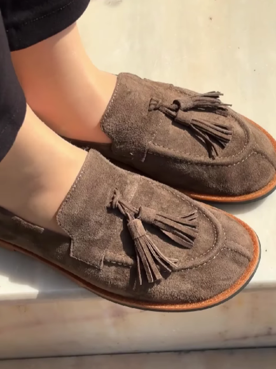 Suede Fringe Pendant Flats