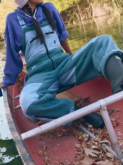 Adjustable Buckle Straps Zip Up Pockets Ski Wear Jumpsuit