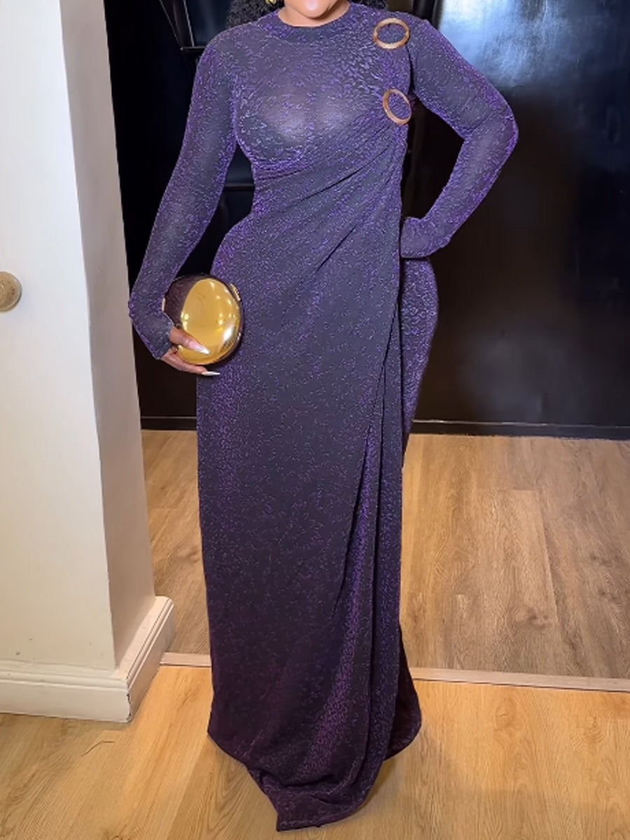 Sexy Slit Hem Maxi Stretch Dress