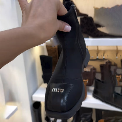 Side Zip Flat Stretch Boots