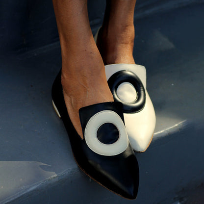 Color Block Pointed Low Heeled Pumps