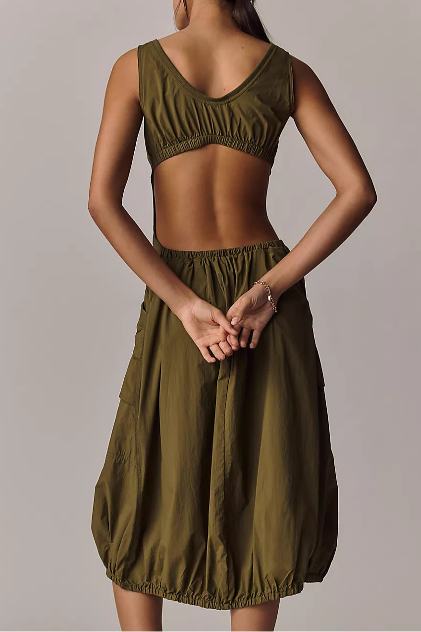 Daily Practice Fastpack Bubble-Hem Midi Dress