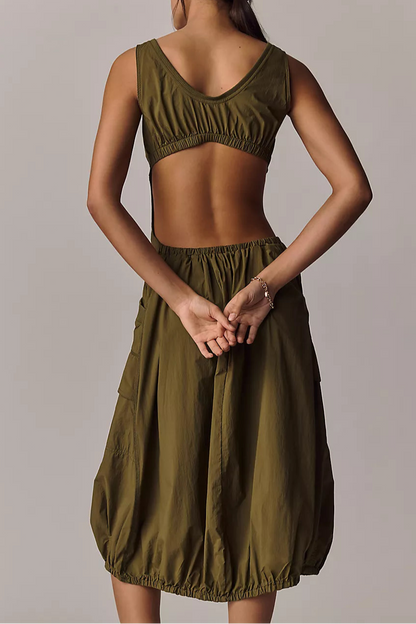 Daily Practice Fastpack Bubble-Hem Midi Dress