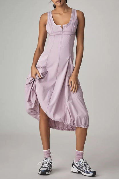 Daily Practice Fastpack Bubble-Hem Midi Dress