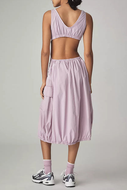 Daily Practice Fastpack Bubble-Hem Midi Dress