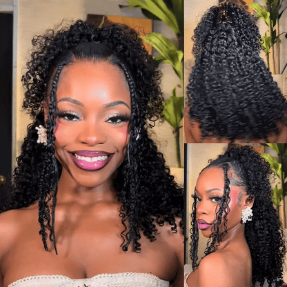 [HALF WIG] Coily Curly Half Wig Seamless Kinky Curly Flip Over Wig Beginner Friendly