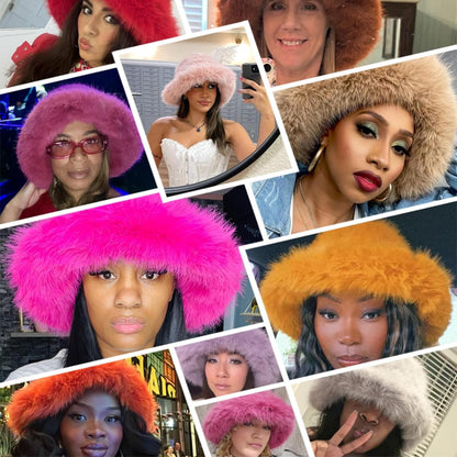 Faux Fox Fur Plush Fisherman Hat
