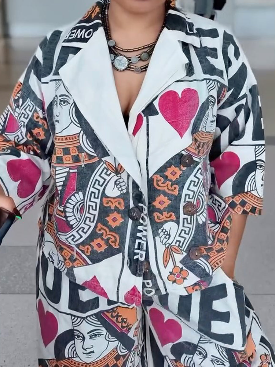 Poker Print Loose Two Pieces Set