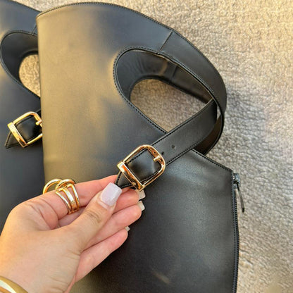 Hollowed Out Cross-Buckle Boots