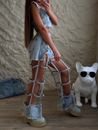Ripped Hollowed Out Jeans