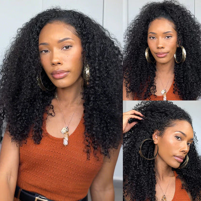 [HALF WIG] Coily Curly Half Wig Seamless Kinky Curly Flip Over Wig Beginner Friendly