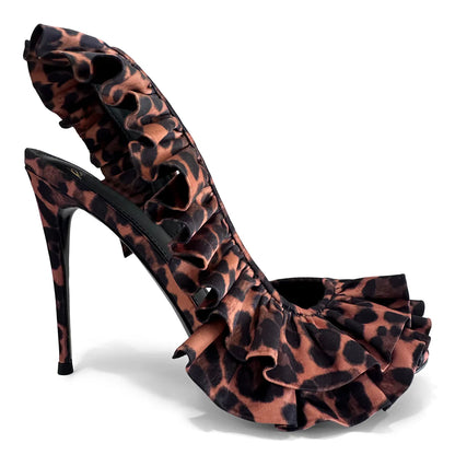 Leopard Ruffle High Heels – Sexy Stiletto Party Pumps with Animal Print