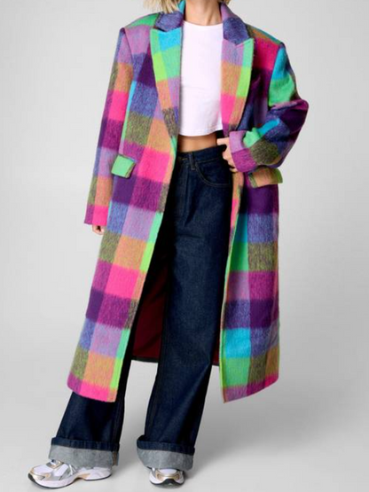Color Plaid Coat