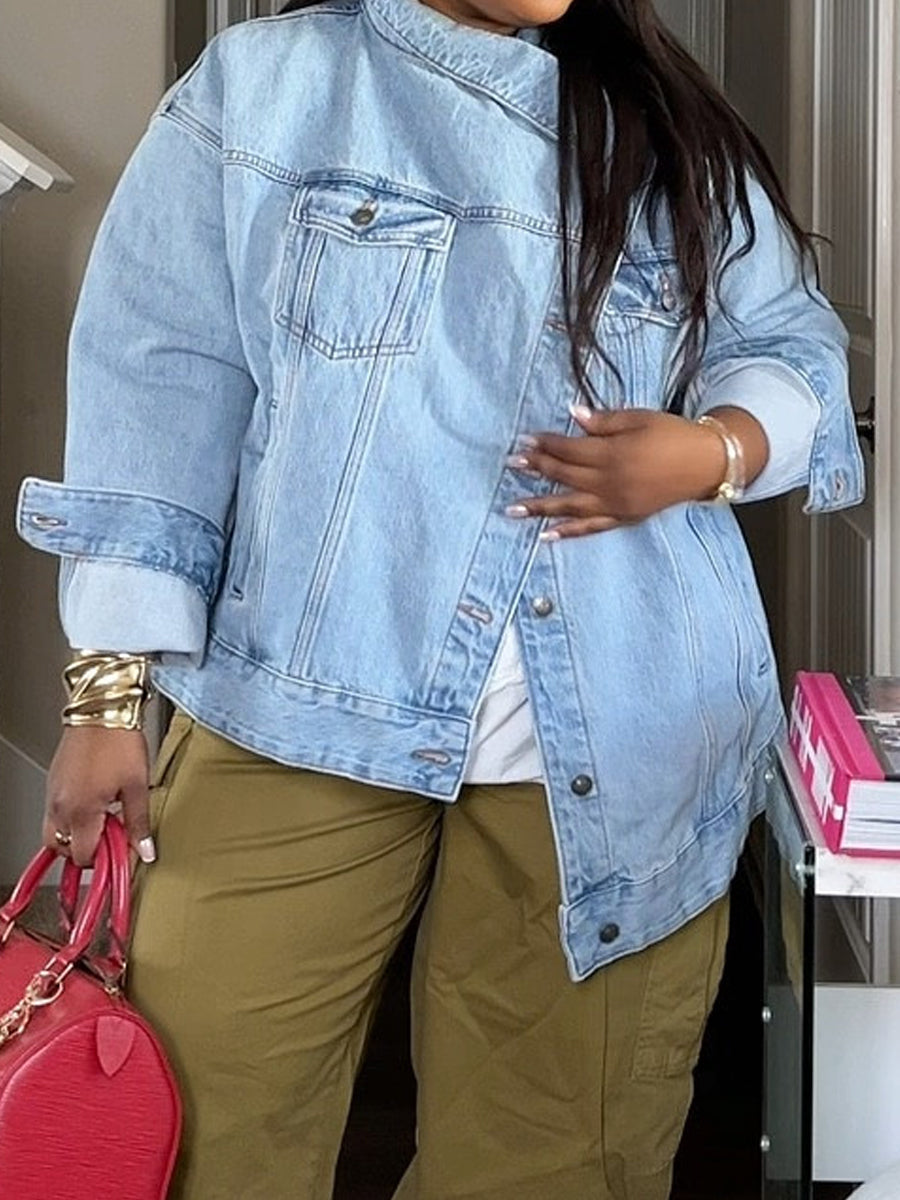 Asymmetric Front Denim Jacket