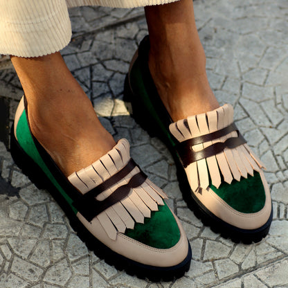 Color Block Fringed Platform Loafers