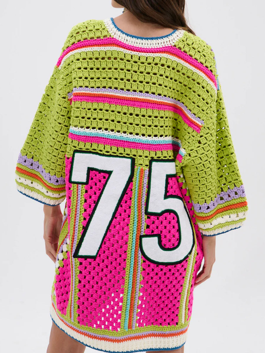 Color Block Crochet Jersey Dress