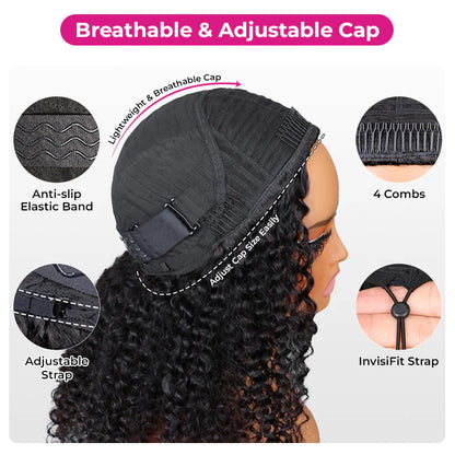 [HALF WIG] Coily Curly Half Wig Seamless Kinky Curly Flip Over Wig Beginner Friendly