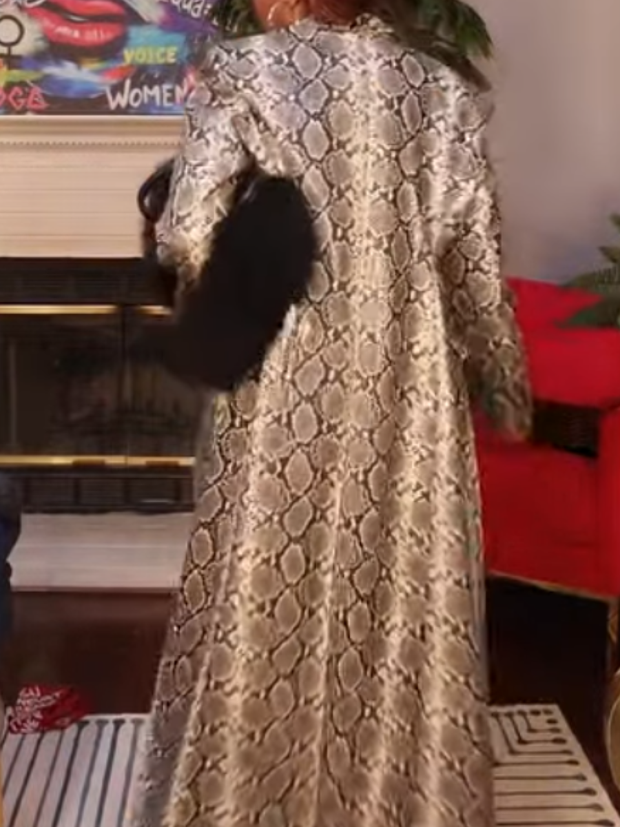 Snake-Print Long Coat