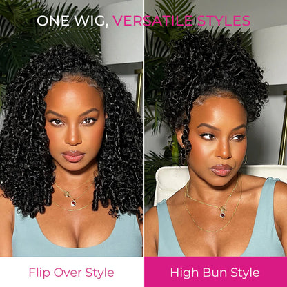 [HALF WIG] Coily Curly Half Wig Seamless Kinky Curly Flip Over Wig Beginner Friendly