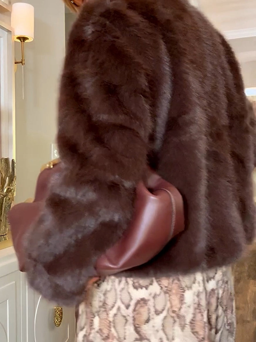 Solid Loose Faux Fur Coat