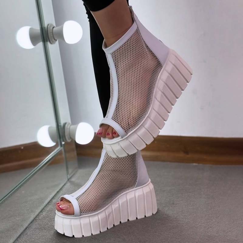 Breathable Mesh Fish-toe Platform Shoes
