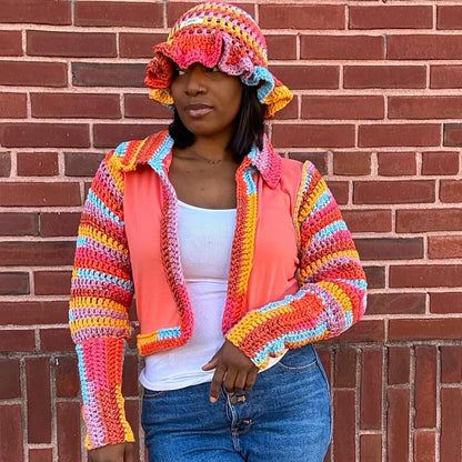 Fashion Two Strand Chunky Ruffle Hat