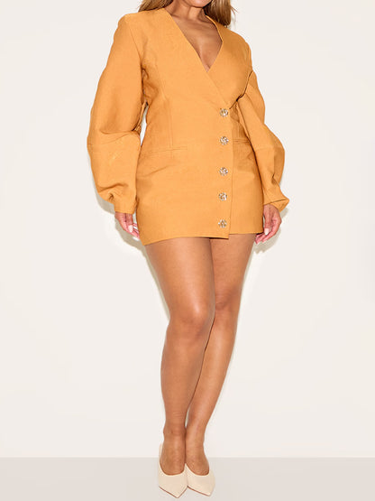 Fashion V Neck Blazer Dress