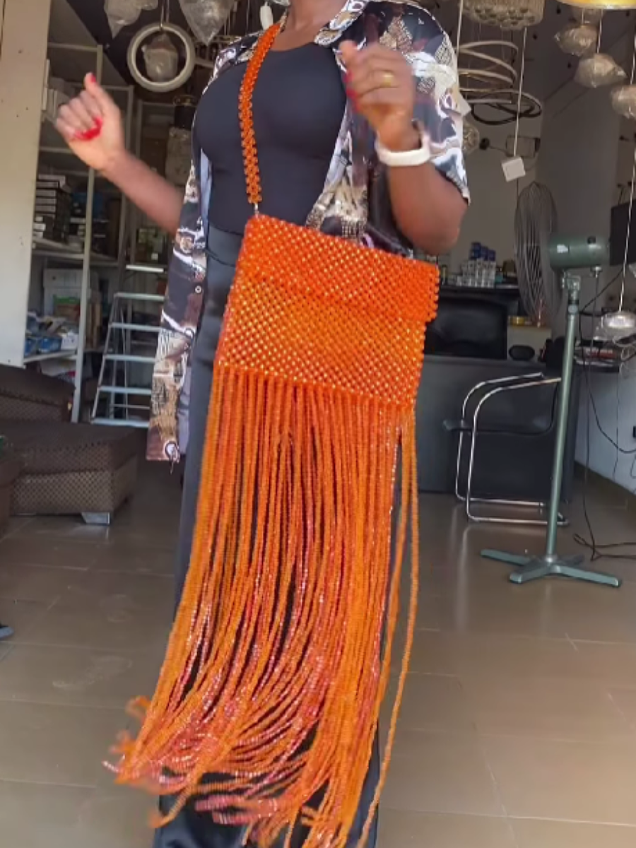 Beaded Fringed Crossbody Bag