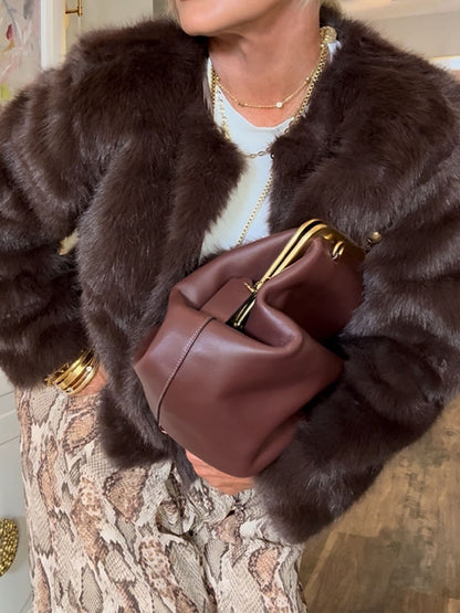 Solid Loose Faux Fur Coat