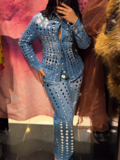 Studded Denim Suit