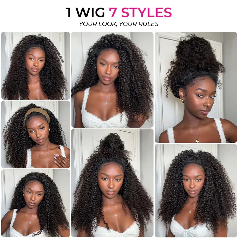 [HALF WIG] Coily Curly Half Wig Seamless Kinky Curly Flip Over Wig Beginner Friendly