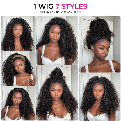 [HALF WIG] Coily Curly Half Wig Seamless Kinky Curly Flip Over Wig Beginner Friendly