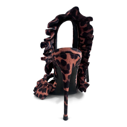 Leopard Ruffle High Heels – Sexy Stiletto Party Pumps with Animal Print