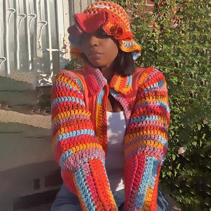 Fashion Two Strand Chunky Ruffle Hat