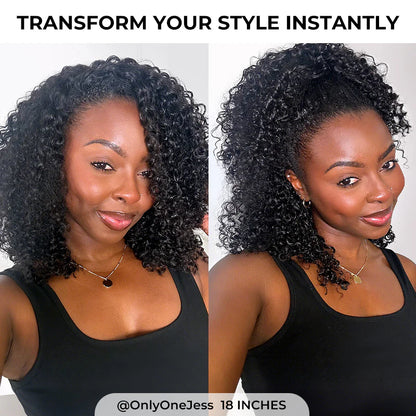 [HALF WIG] Coily Curly Half Wig Seamless Kinky Curly Flip Over Wig Beginner Friendly