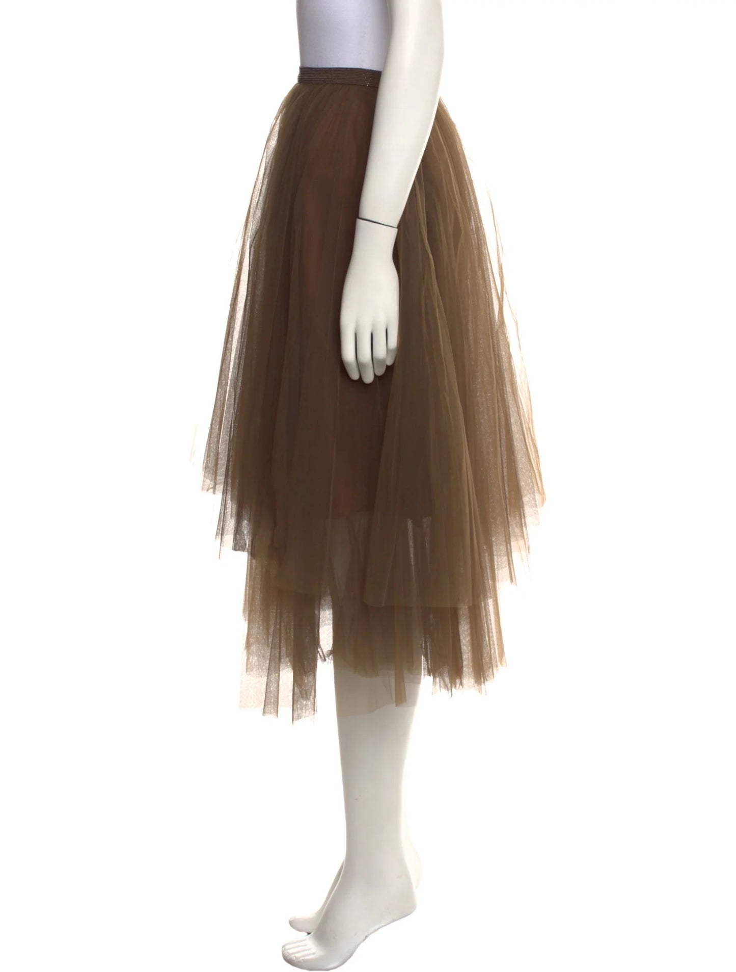 Mesh Accents Midi Length Skirt